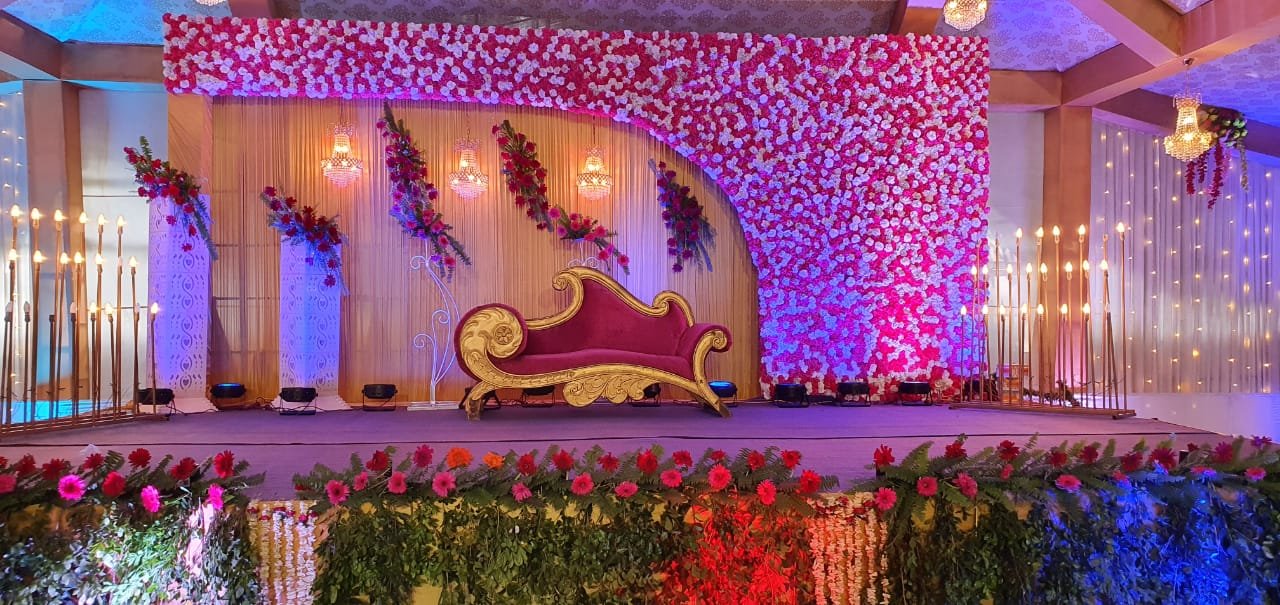 Floral wedding stage